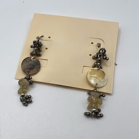 Natural Shell Necklace Pierced Earring Set Beach Boho Tropical‎ Coastal New - Picture 3 of 5